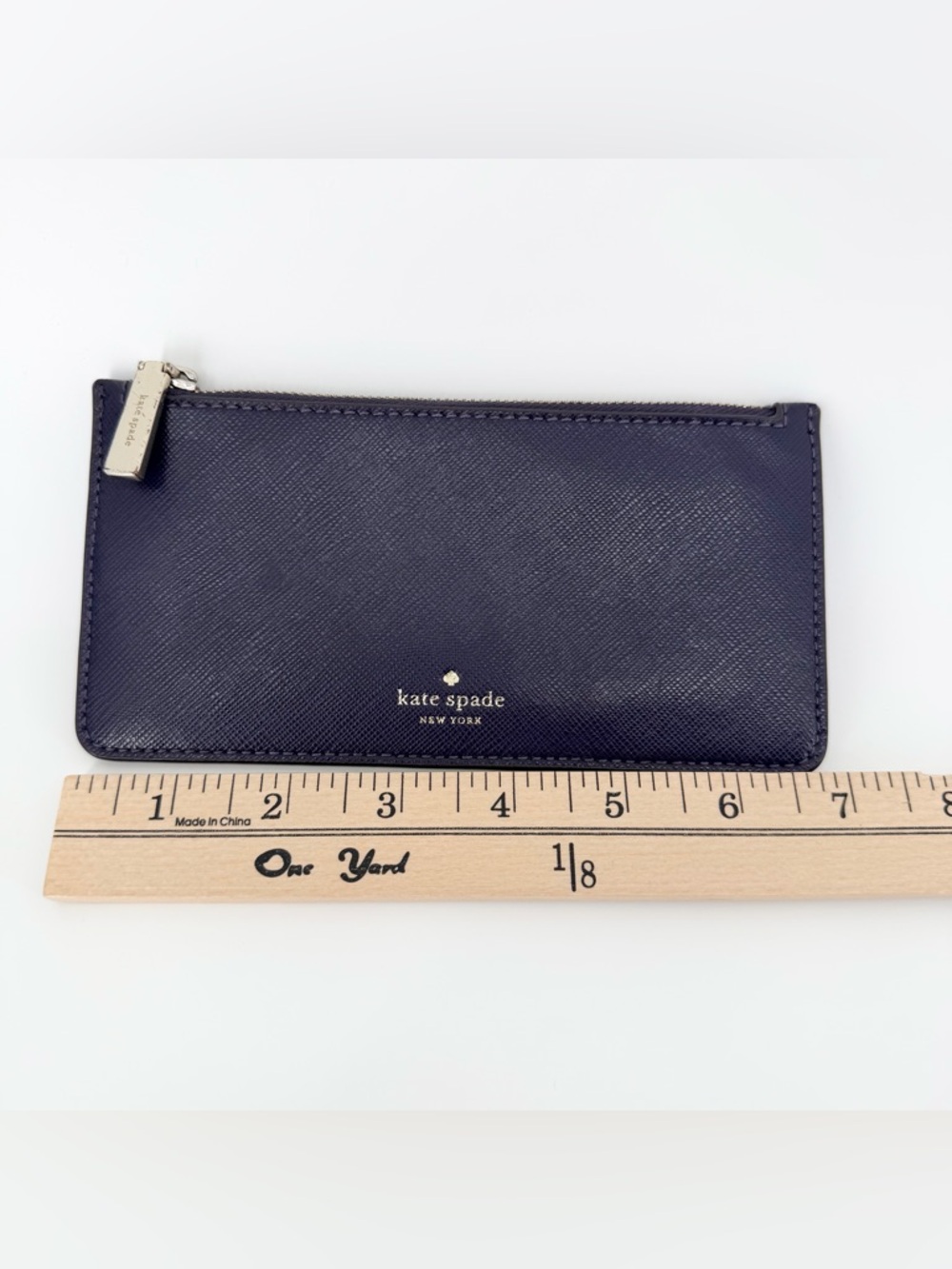 Kate Spade Deep Purple Saffiano Leather Zippered Money/Card Pouch (S362) 7”x3.5” - Picture 9 of 11